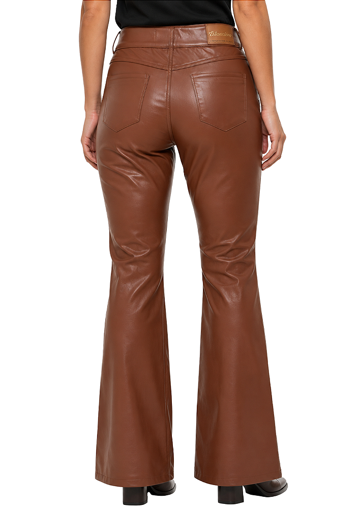 Calça couro pu feminina bootcut estanciero