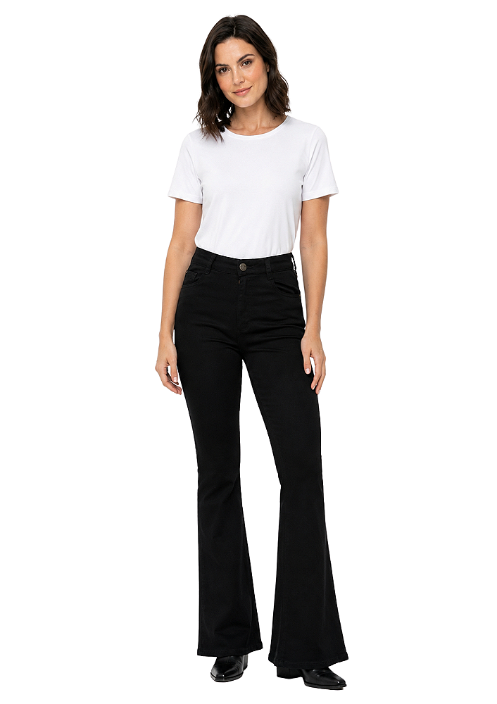 Calça sarja feminina bootcut bordada estanciero