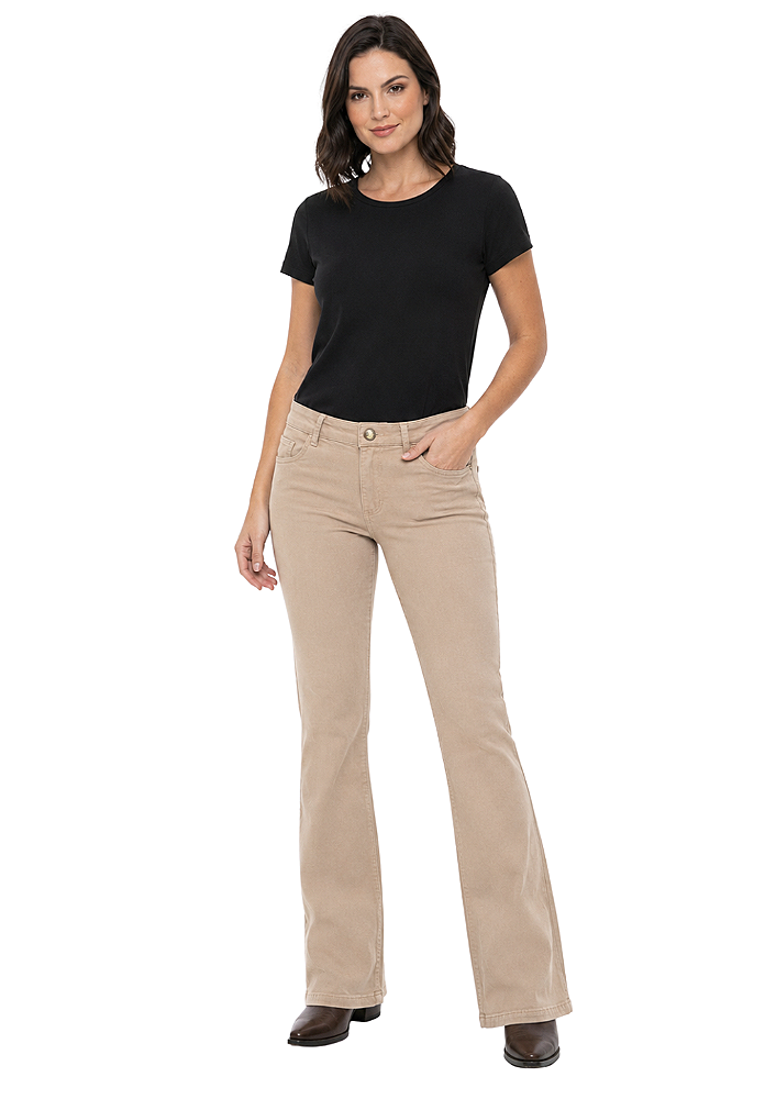 Calça sarja feminina bootcut bordada estanciero
