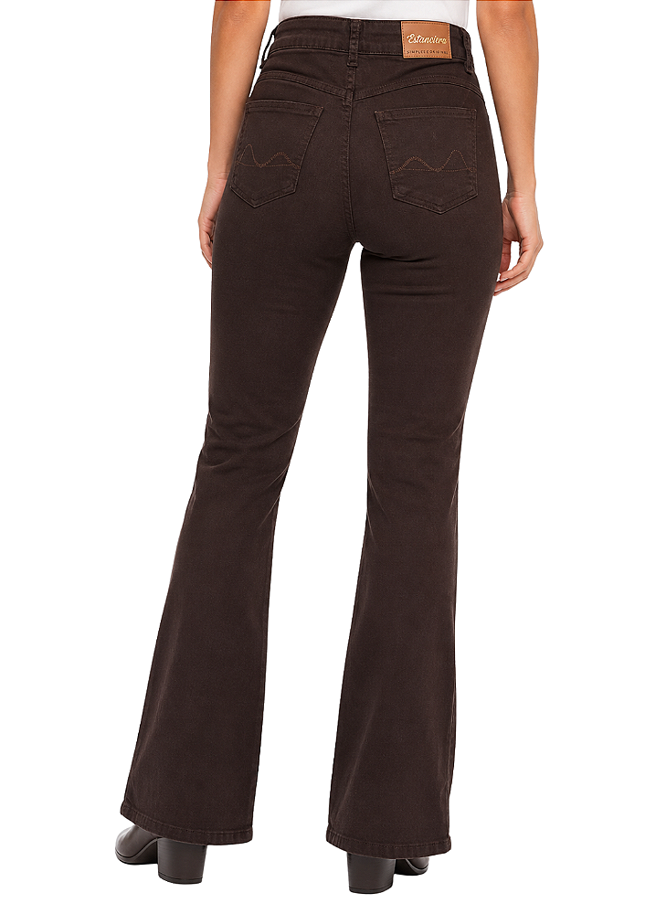 Calça sarja feminina bootcut bordada estanciero
