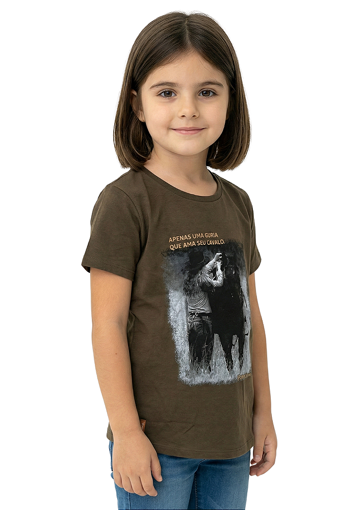 Shirt Infantil Feminina Estanciera Guria Que Ama Seu Cavalo