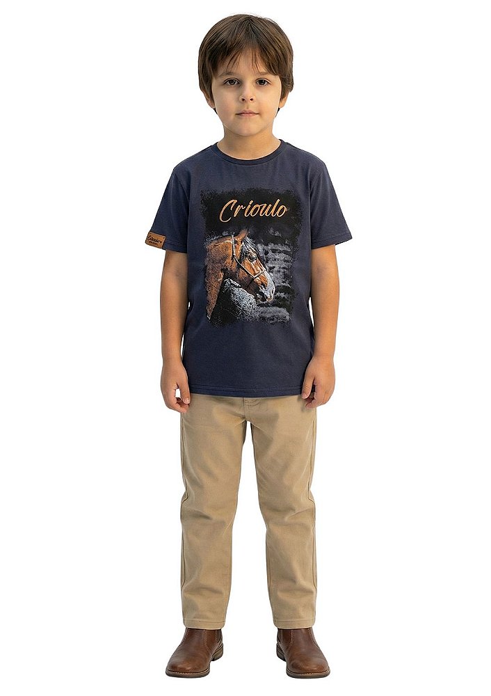 Camiseta Infantil Masculina Estanciero Cavalo Crioulo