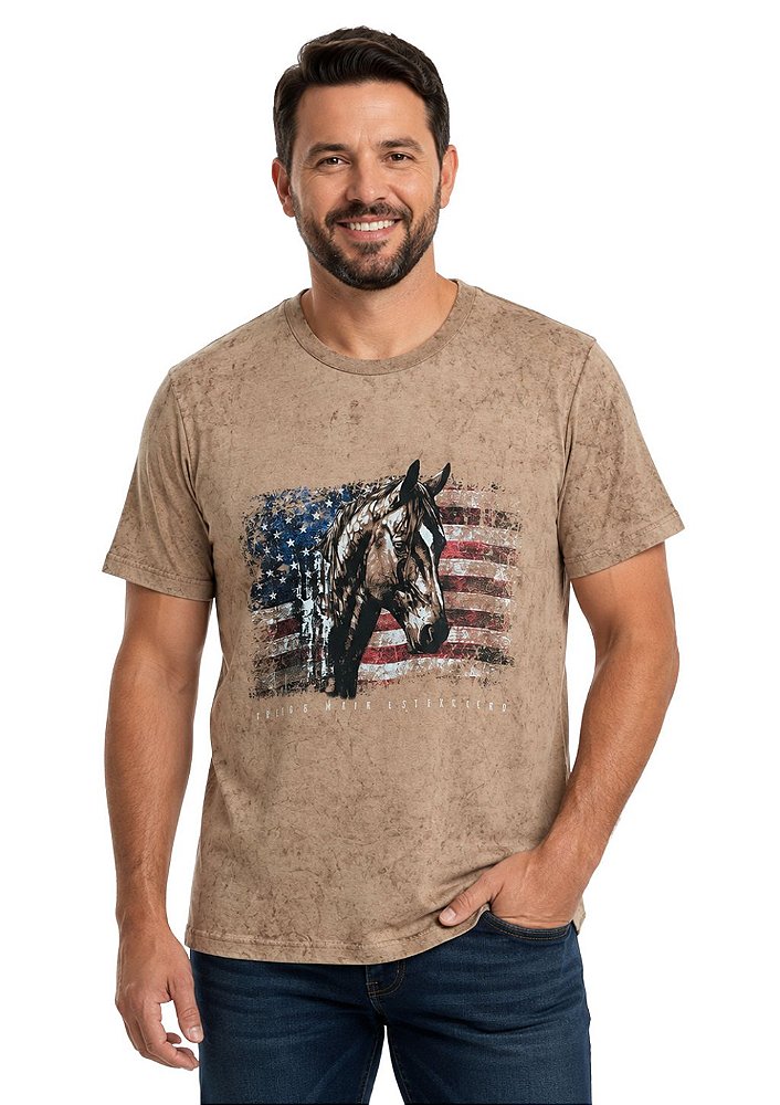 Camiseta Masculina Estanciero Horse Flag