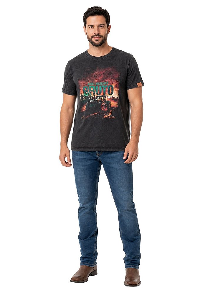 Camiseta Masculina Estanciero Aqui O Sistema É Bruto