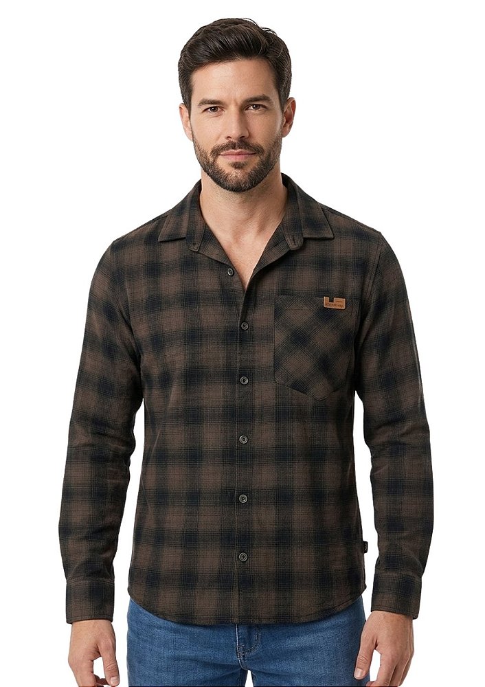 Camisa Flanela Masculina Estanciero Com Bolso