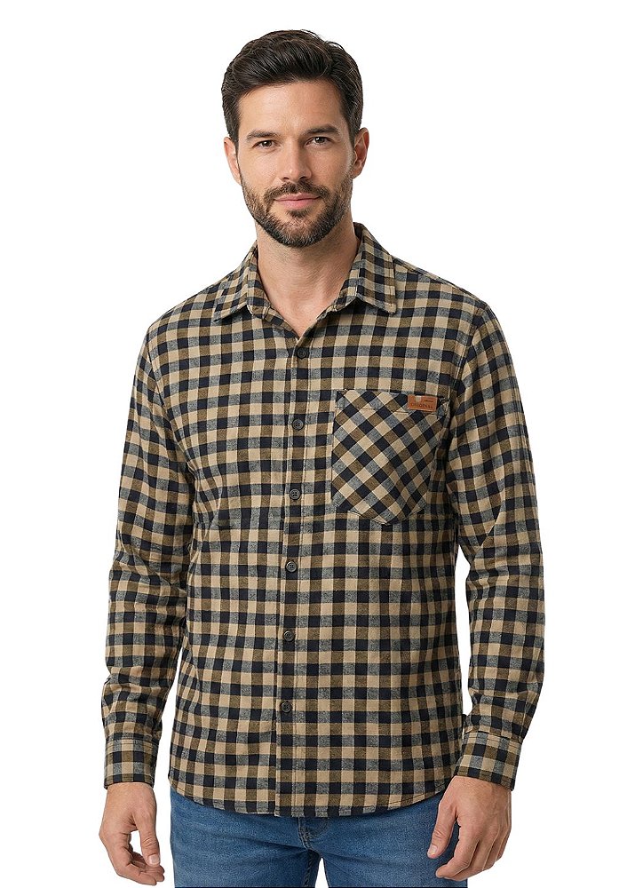 Camisa Flanela Masculina Estanciero Com Bolso
