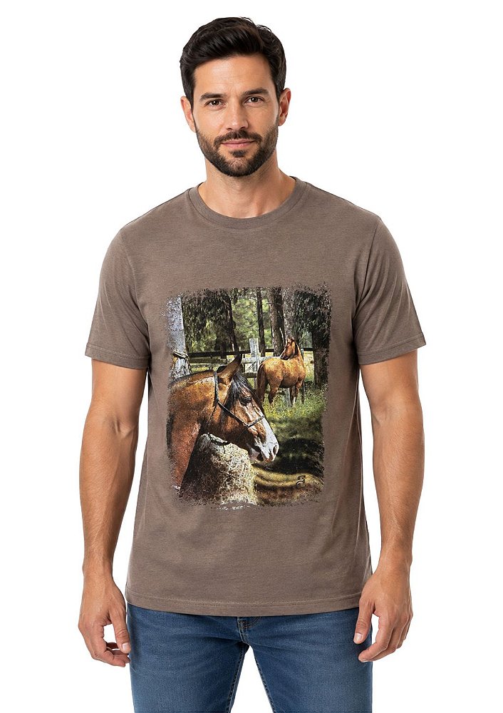 Camiseta Masculina Estanciero Cavalos No Campo