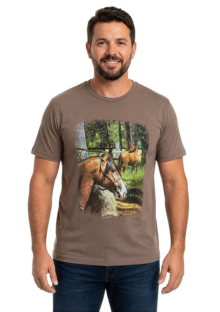 Camiseta Masculina Estanciero Cavalos No Campo