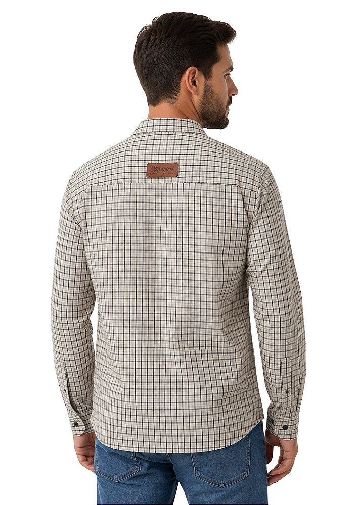 Camisa Tricoline Masculina Com 2 Bolsos Frente Estanciero