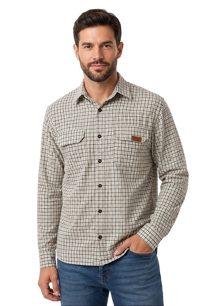 Camisa Tricoline Masculina Com 2 Bolsos Frente Estanciero
