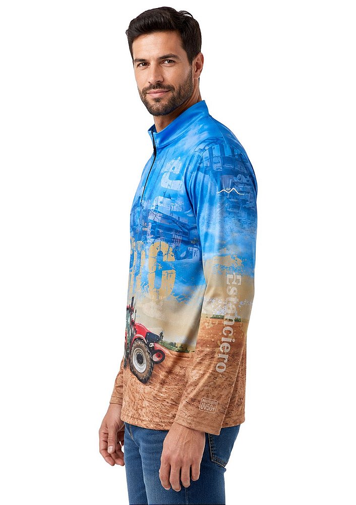 Camisa Manga Longa Estampada Proteção UV Estanciero v8