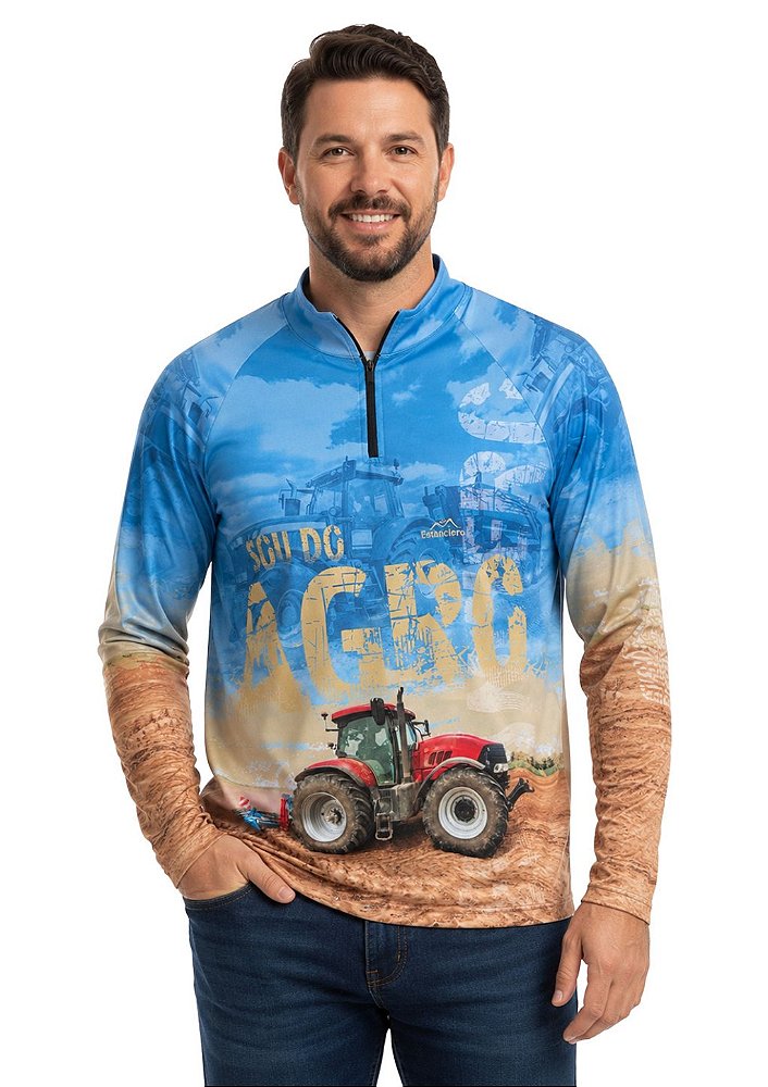 Camisa Manga Longa Estampada Proteção UV Estanciero v8