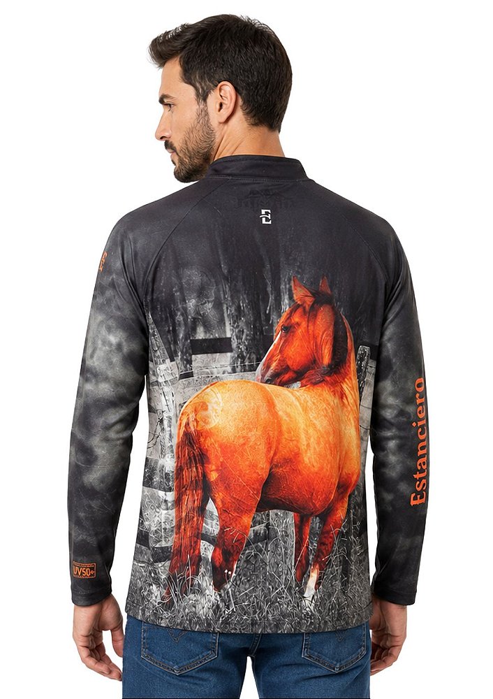 Camisa Manga Longa Estampada Proteção UV Estanciero V13
