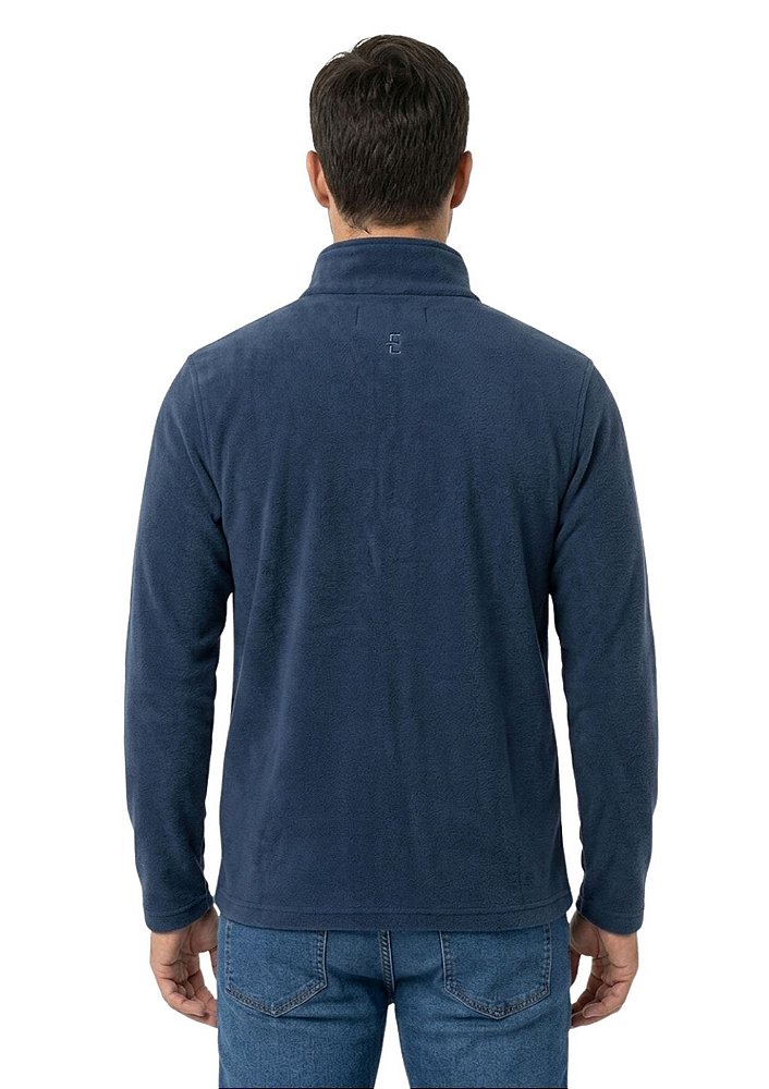 Blusa Microsoft Fleece Masculina Meio Zíper Estanciero Azul