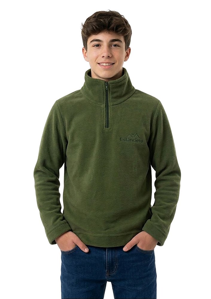 Blusa Microsoft Fleece Unissex Juvenil Meio Zíper Estanciero Masculino