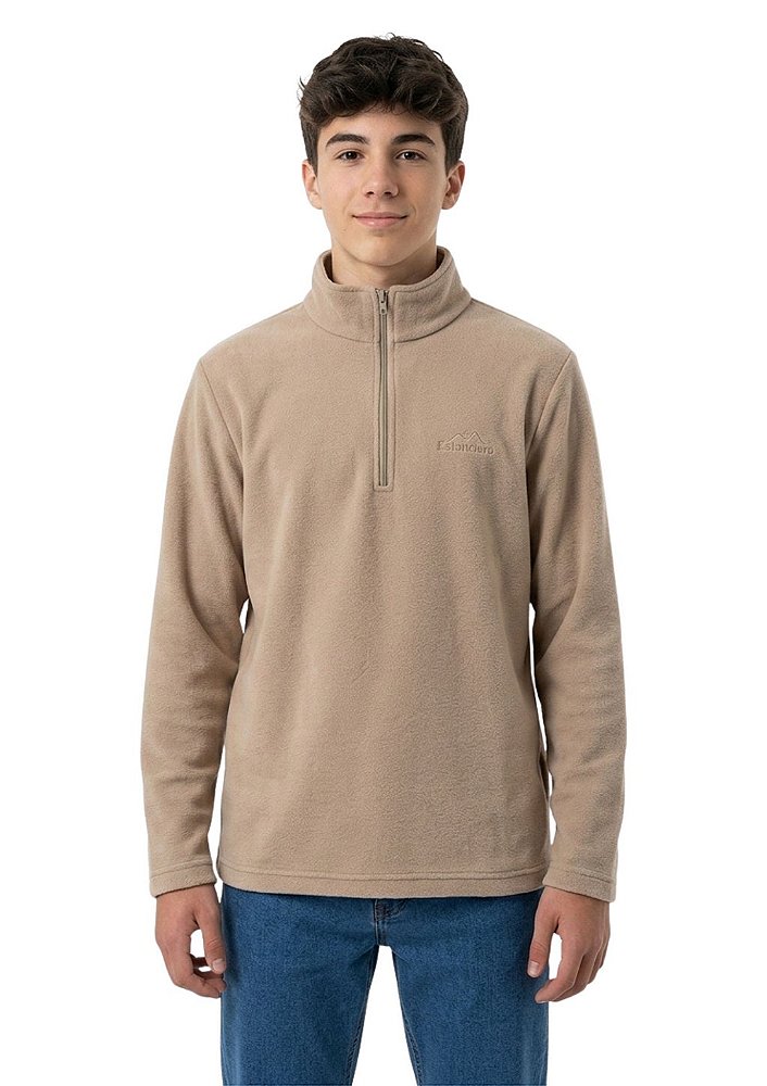 Blusa Microsoft Fleece Unissex Juvenil Meio Zíper Estanciero Masculino