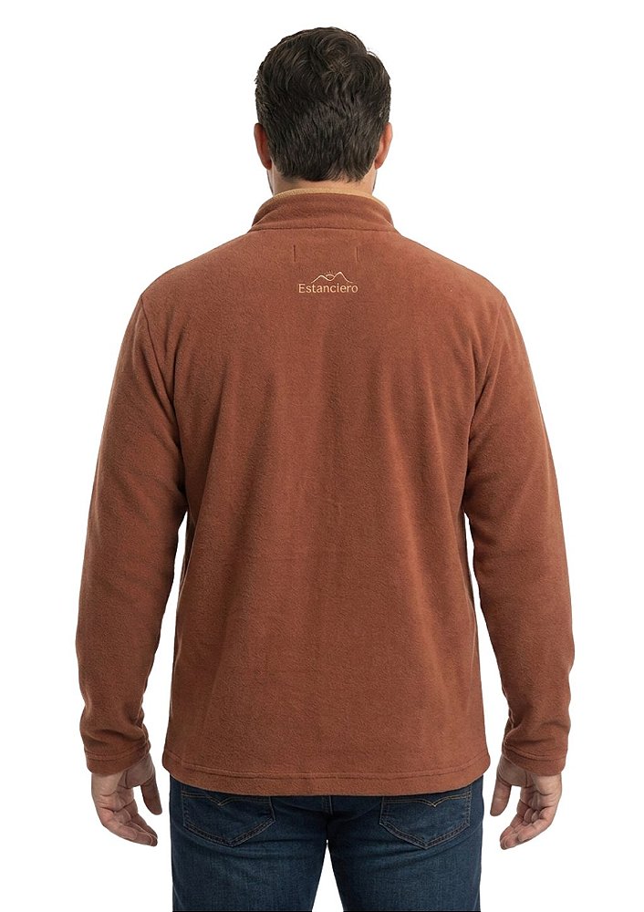 Blusa Microsoft Fleece Plus Size Masculina Bicolor Meio Zíper Estanciero