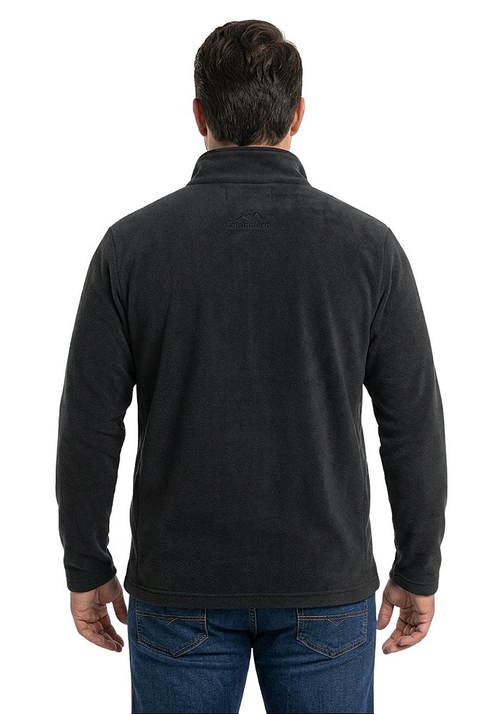 Blusa Microsoft Fleece Plus Size Masculina Bicolor Meio Zíper Estanciero