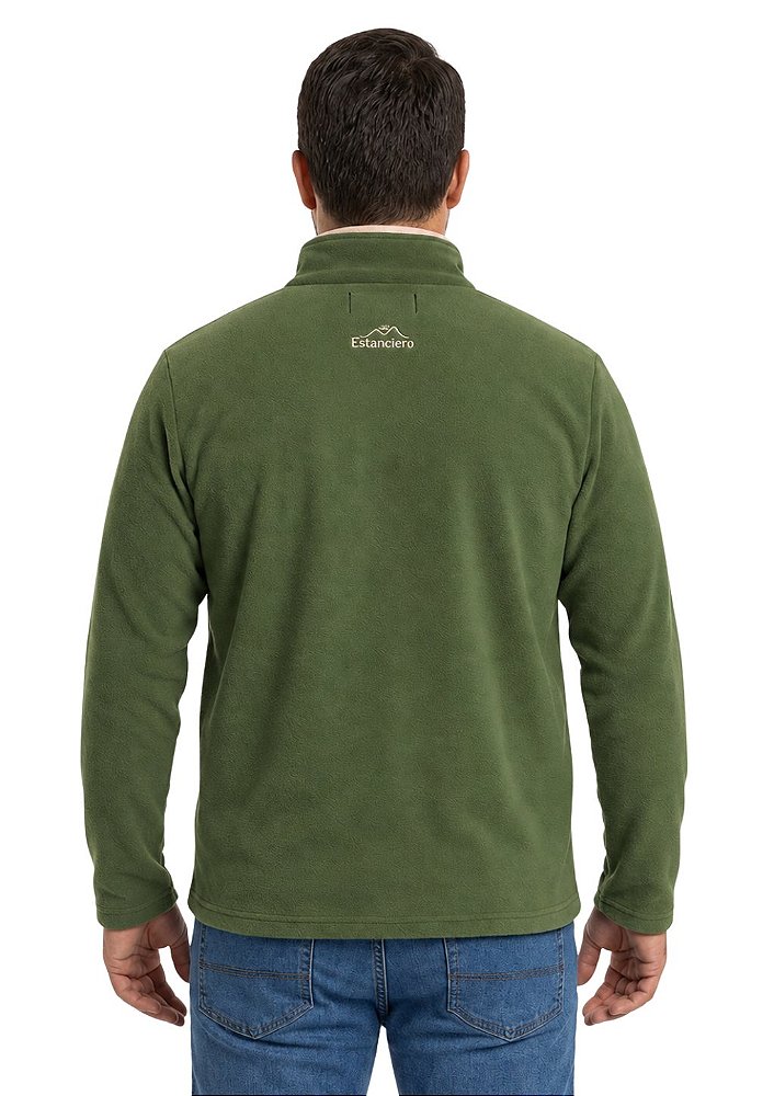 Blusa Microsoft Fleece Plus Size Masculina Bicolor Meio Zíper Estanciero