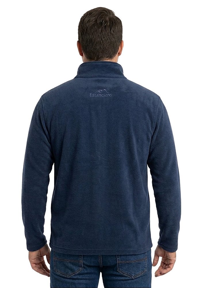 Blusa Microsoft Fleece Plus Size Masculina Bicolor Meio Zíper Estanciero