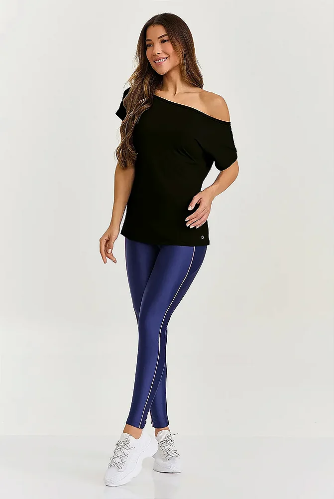 BLUSA DECOTE CANOA SECAGEM RÁPIDA - PRETO