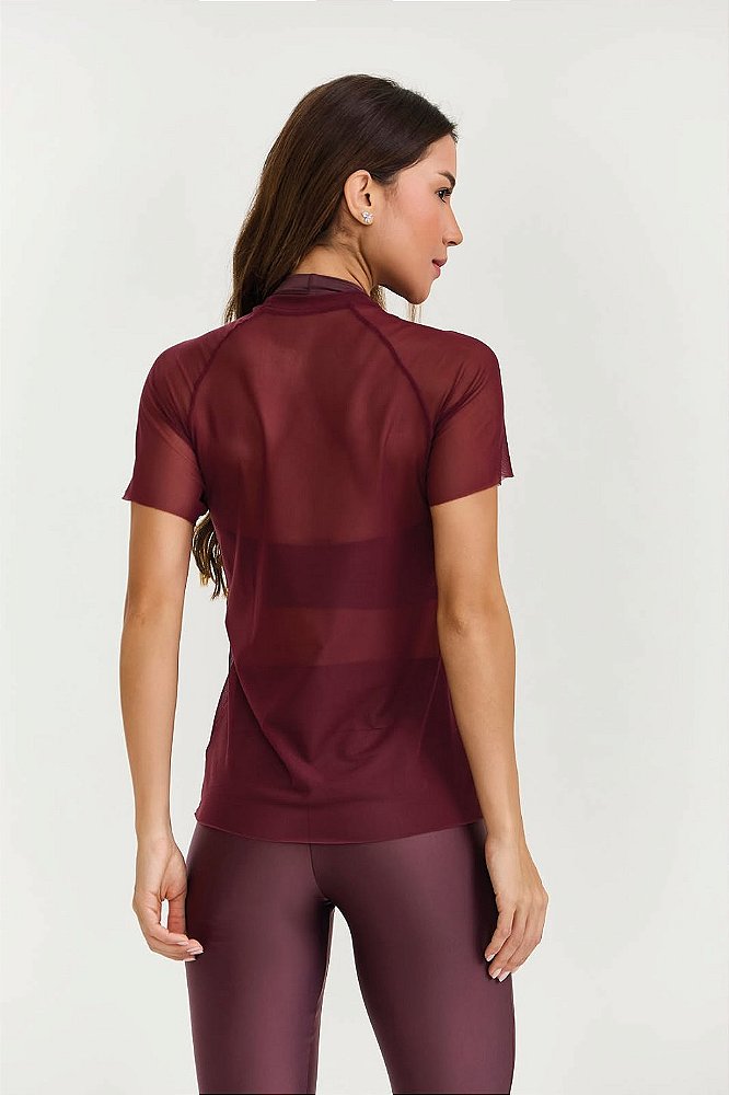 BLUSA DE TULE TRANSPASSADA - VINHO