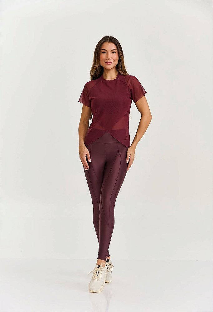 BLUSA DE TULE TRANSPASSADA - VINHO