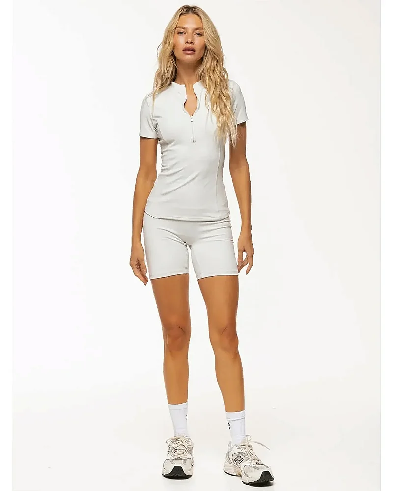 BLUSA MANGA CURTA COM ZÍPER - BRANCO TAPIOCA