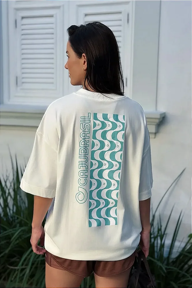 CAMISETA OVERSIZED CAJUBRASIL ESTAMPA - OFF WHITE