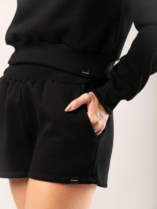 SHORT DE MOLETOM PELUCIADO - PRETO