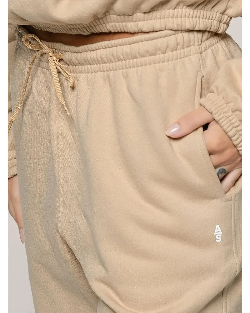 CALÇA DE MOLETOM PELUCIADO - BEGE DESERTO