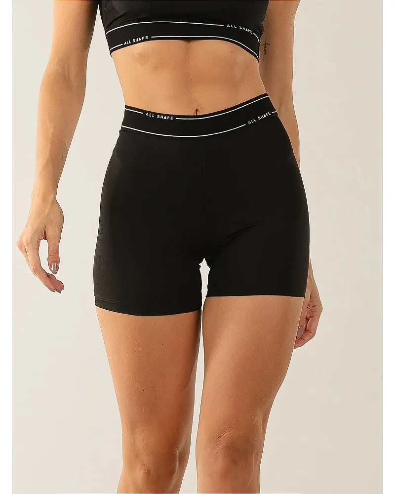 SHORT COM ELÁSTICO PERSONALIZADO - PRETO