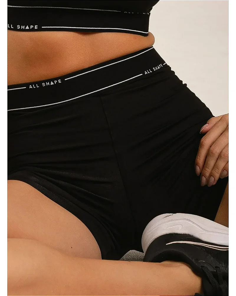 SHORT COM ELÁSTICO PERSONALIZADO - PRETO