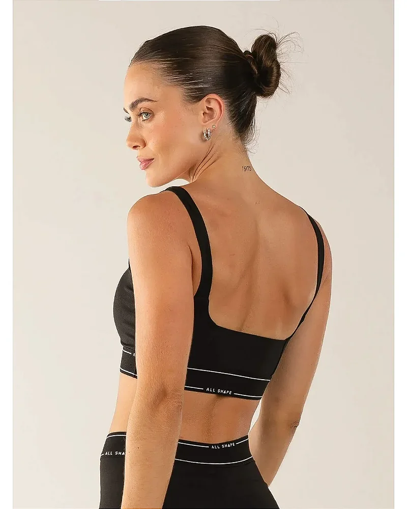 TOP COM ELÁSTICO PERSONALIZADO - PRETO