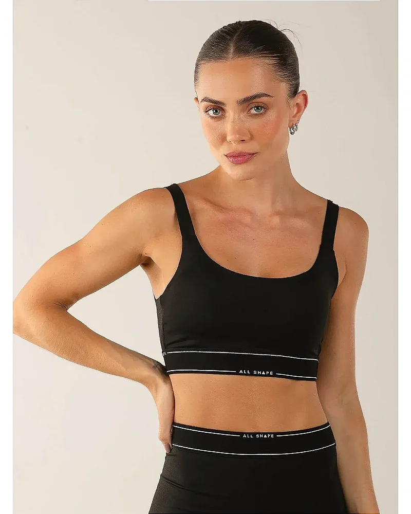 TOP COM ELÁSTICO PERSONALIZADO - PRETO