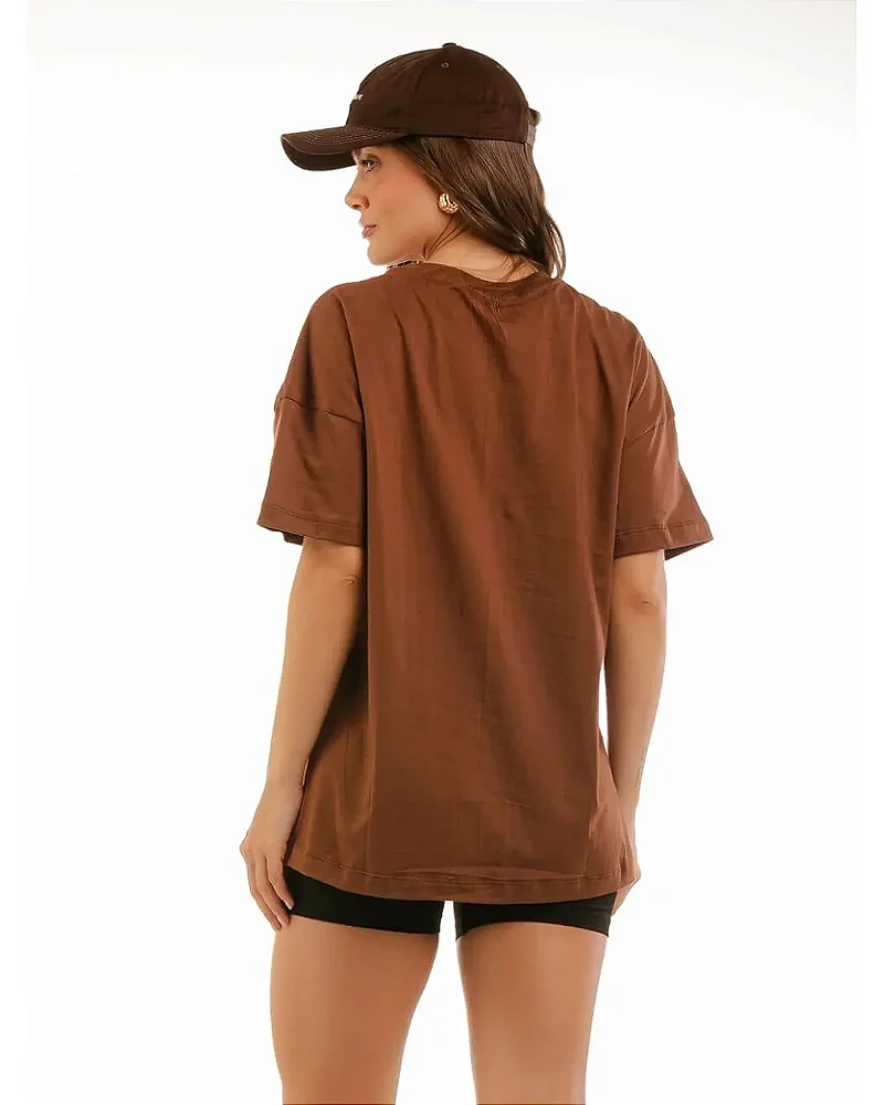 CAMISETA DE MALHA PENTEADA - MARROM
