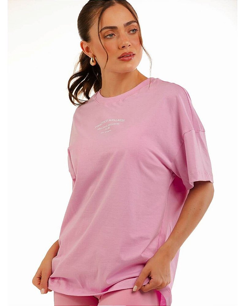 CAMISETA DE MALHA PENTEADA - ROSA MILKSHAKE