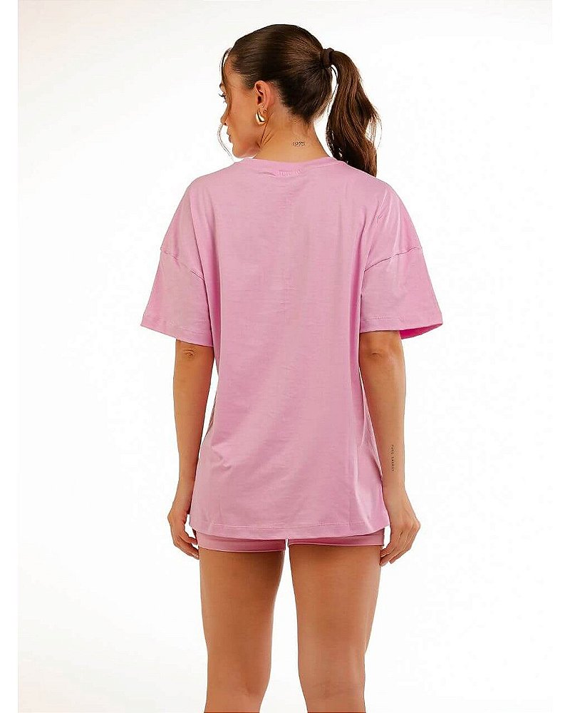 CAMISETA DE MALHA PENTEADA - ROSA MILKSHAKE