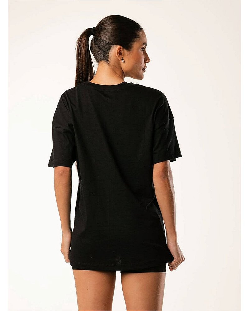 CAMISETA DE MALHA PENTEADA - PRETO