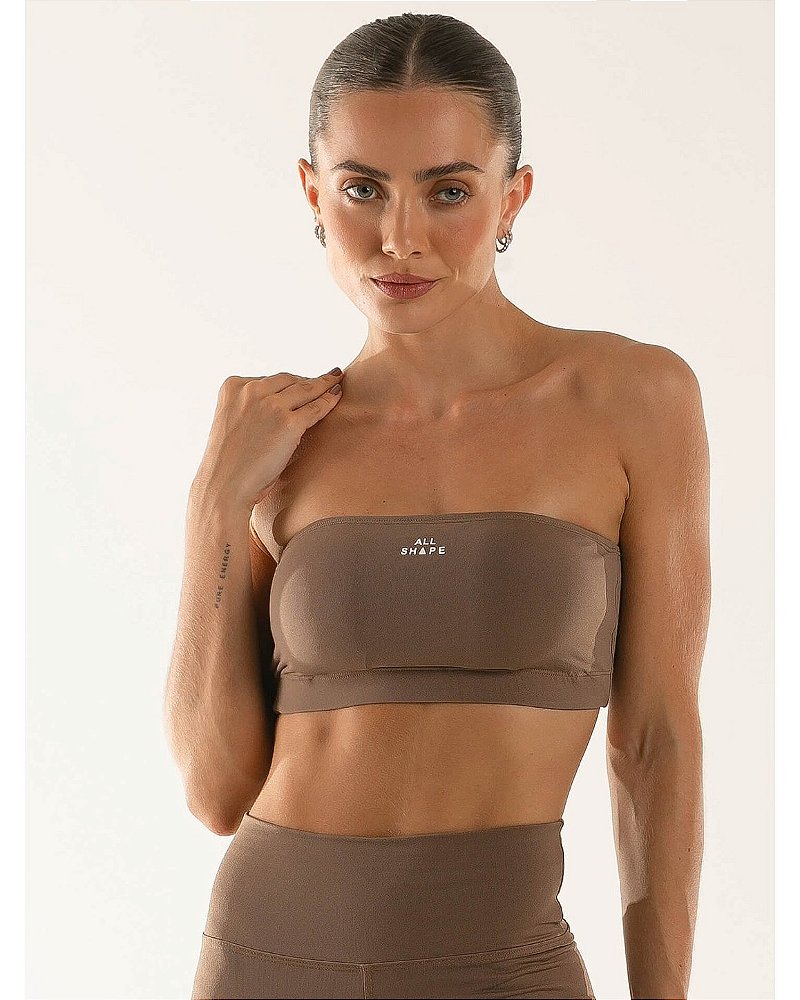 TOP FAIXA TOMARA QUE CAIA - MARROM ICED COFFEE