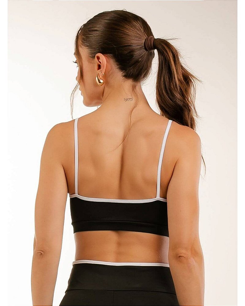 TOP ALCINHA COM CONTRASTE - PRETO/BRANCO