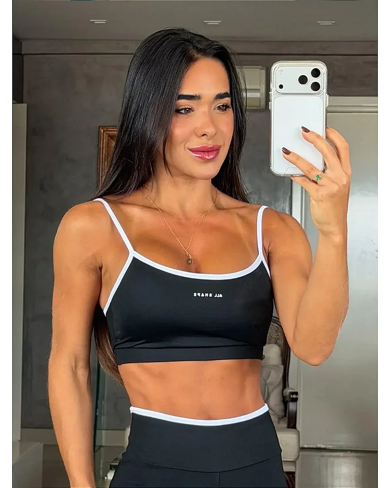 TOP ALCINHA COM CONTRASTE - PRETO/BRANCO