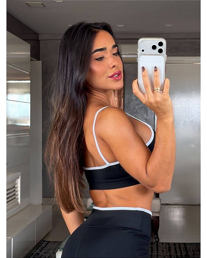 TOP ALCINHA COM CONTRASTE - PRETO/BRANCO