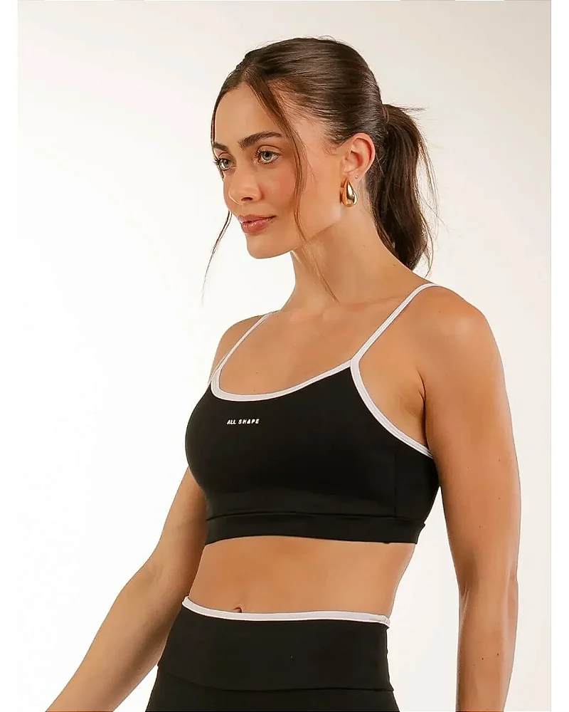 TOP ALCINHA COM CONTRASTE - PRETO/BRANCO