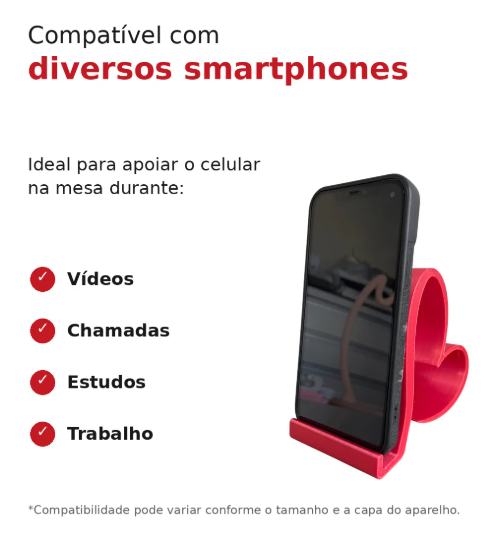 Suporte Para Celular De Mesa Formato Coração Decorativo Top