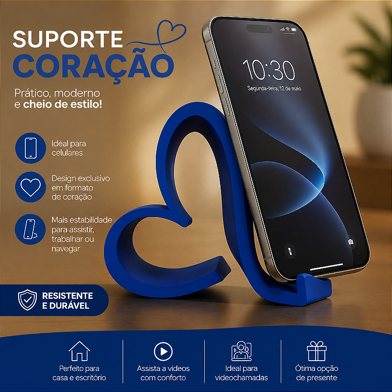 Suporte Para Celular De Mesa Formato Coração Decorativo Top