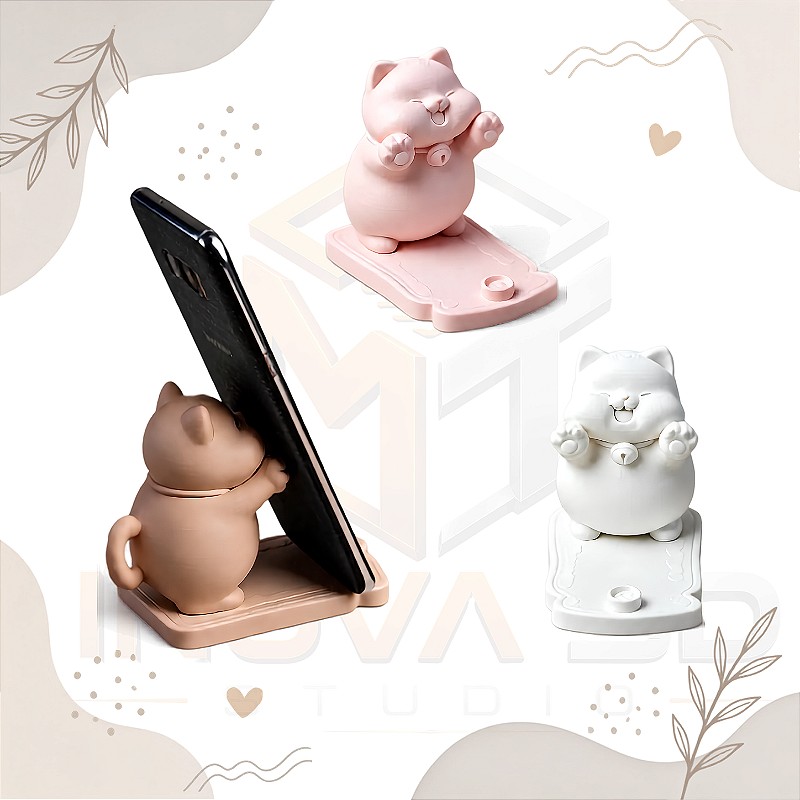 Suporte Para Celular De Mesa Formato Gatinhos Decorativo Top Variedades