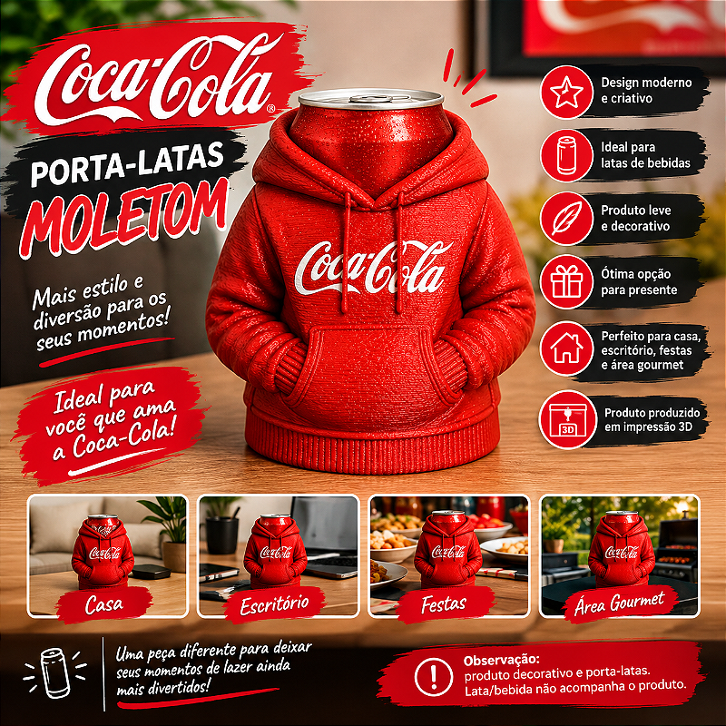 Porta Lata Moletom Coca-Cola 350ml 3D