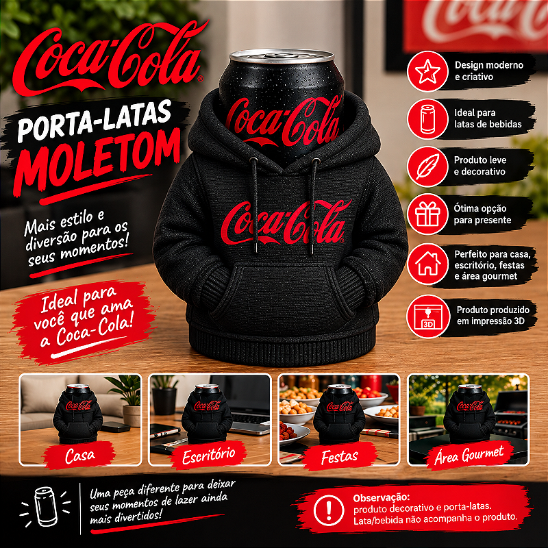 Porta Lata Moletom Coca-Cola 350ml 3D