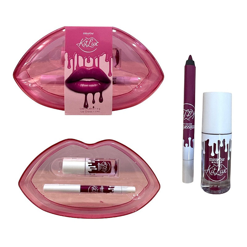 Kit Lux Lip Gloss e Lápis Lábial Miss Rosê